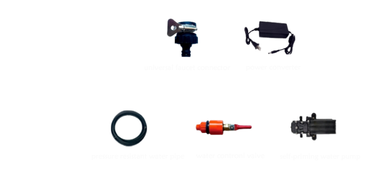 universal faucet connector，power converter，pressure resistant water pipe，water contronl valve，self-priming water pump